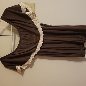 Off the shoulder, large, green blouse